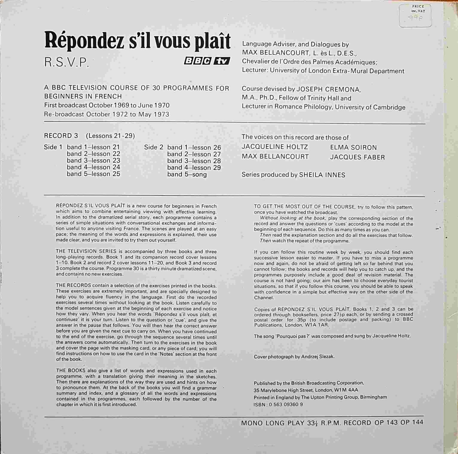 Back cover of OP 143/144